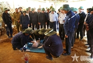 义安省军事指挥部烈士遗骸收迁队在老挝收迁27具烈士遗骸